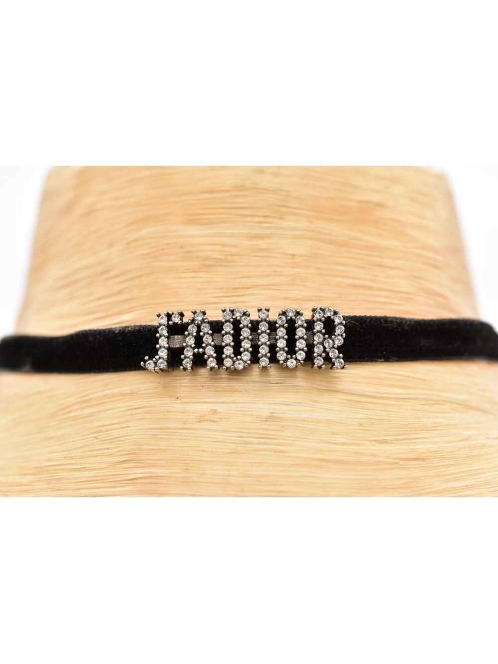 Dior Black Velvet Choker with Crystal J'ADIOR Logo